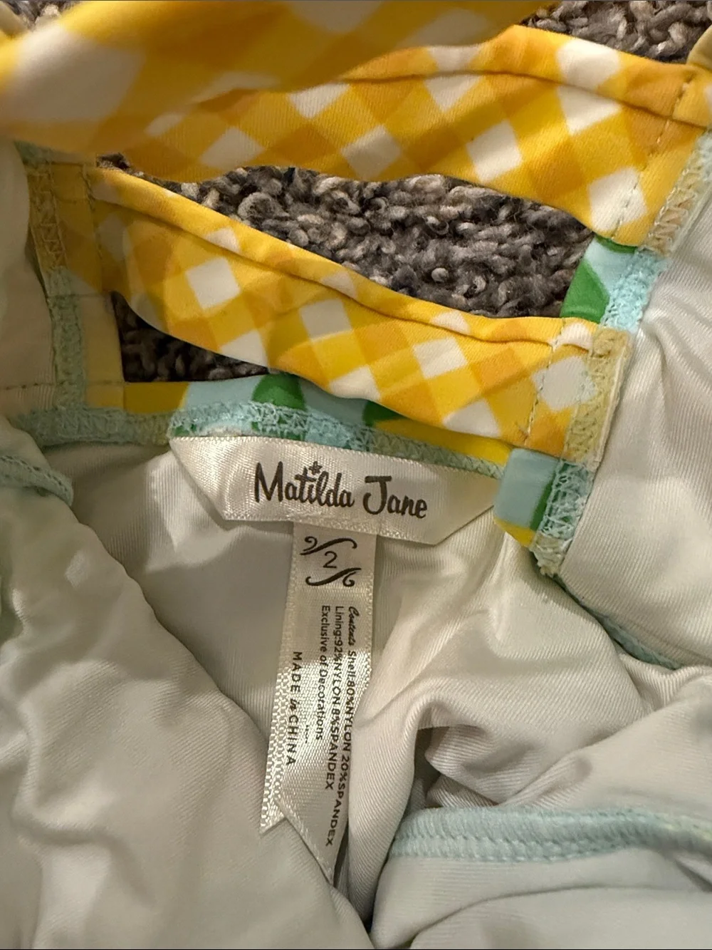Matilda Jane Girls Lemon Print Ruffle One-Piece Swimsuit - Yellow & Green